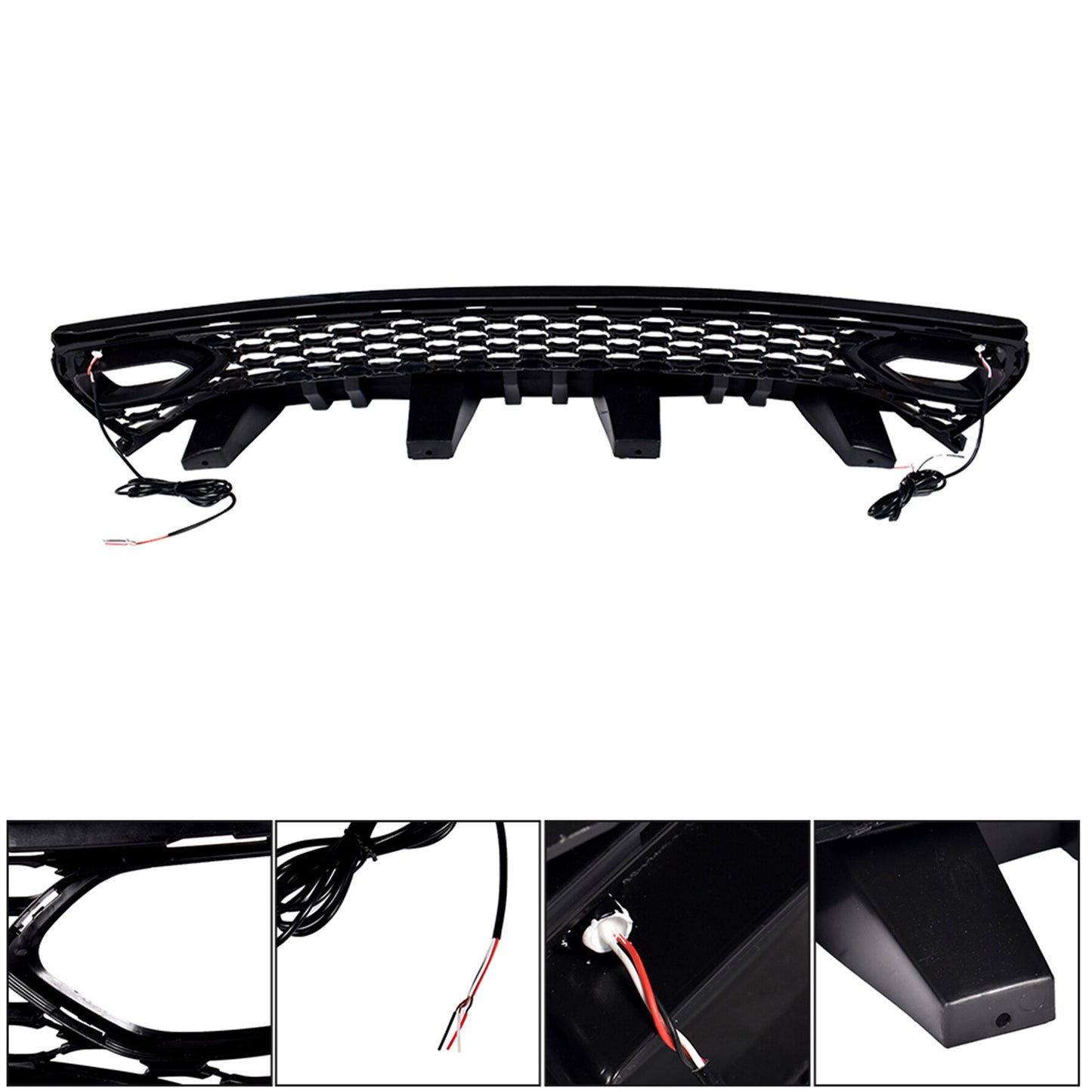 munirater Front Bumper Upper Grille w/LED Lights Replacement for 2015-2022 Charger 68417505AA 68417504AA