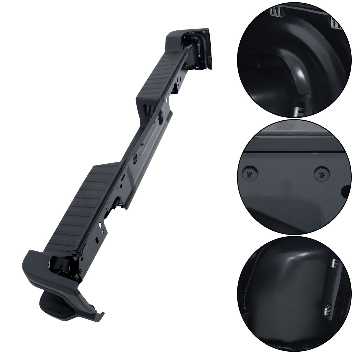 Black Steel Rear Bumper Assembly for Ford F-250 / F-350 Super Duty 2023-2024, with Sensor Holes