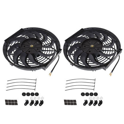 munirater 2-Pack 12in Electric Radiator Cooling Fan Assembly Kit Black 1730 Cfm Universal Cooling Fan 12v 6.6 Amp Replacement for 12-15 CR-Z Civic Infiniti G37 xB WRX Sti