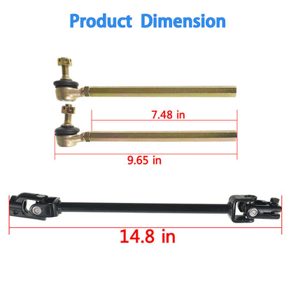 munirater 300mm Steering Wheel Steel Kit 320mm Gear Rack Pinion Adjustable Shaft Set Replacement for 110CC Go Kart