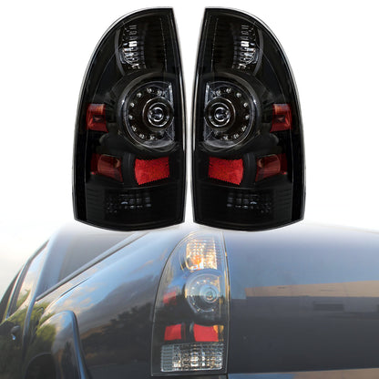 munirater Pair of Black Housing Smoke Lens LED Rear Tail Light Assembly Replacement for 2005-2015 Toyota Tacoma 8156004150 8156004160