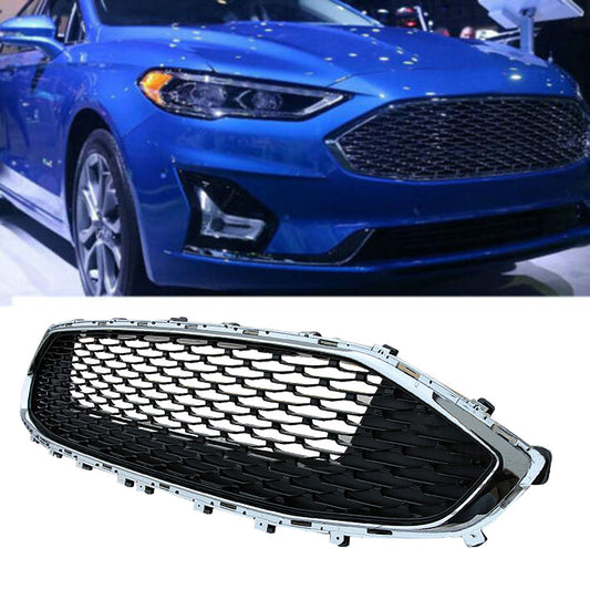 munirater Front Bumper Upper Grille Plastic Black Chrome Replacement for 2019 2020 Fusion Sedan 4-Door