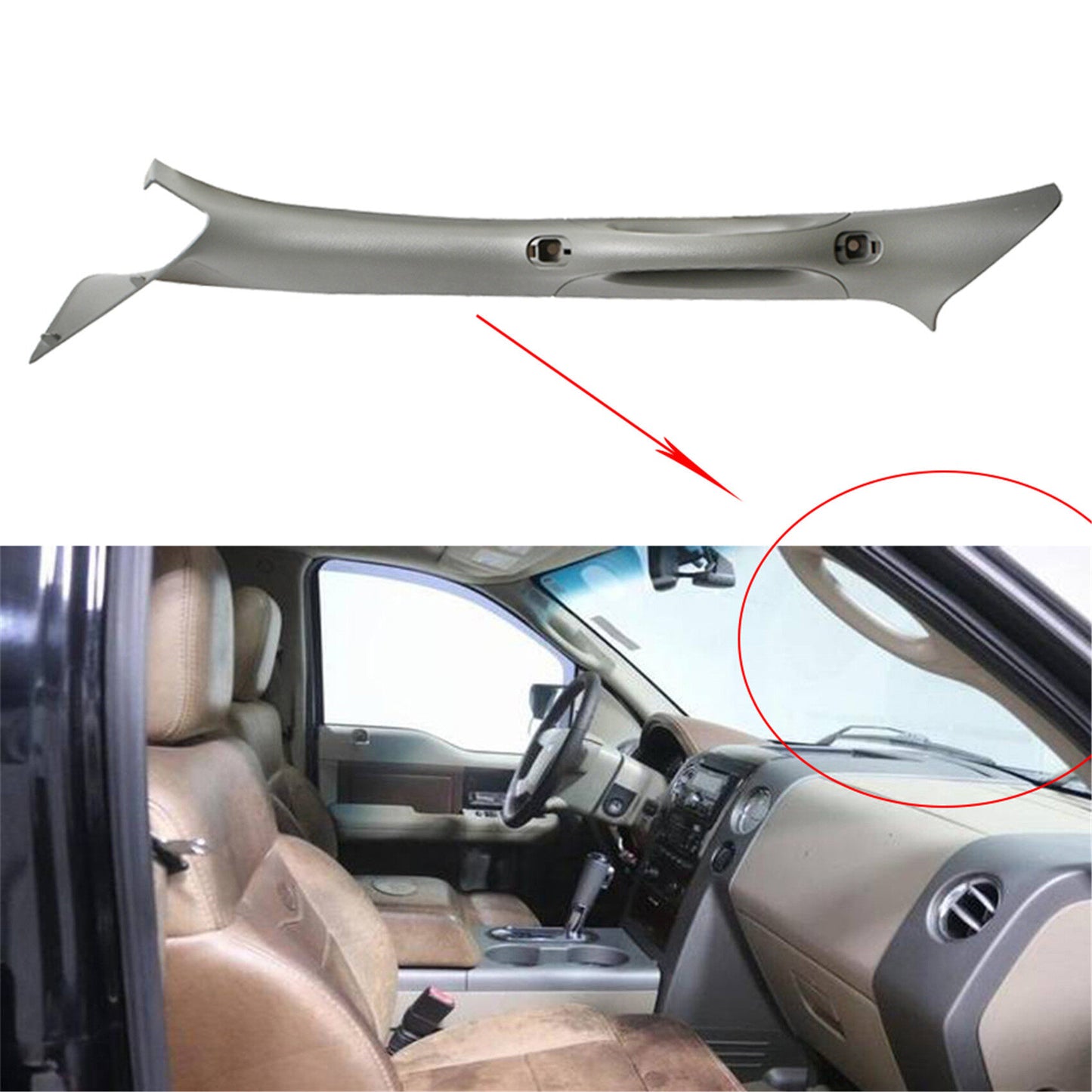 munirater A Pillar RH Passenger Side Interior (Gray) Trim Handle OEM Replacement for 2004-2008 F-150 4L3Z1503598AAB