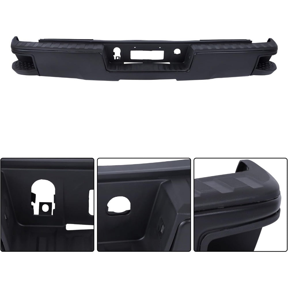 Black Steel Rear Step Bumper for Chevrolet Silverado 1500 & GMC Sierra 1500 2014-2018, GM1103177