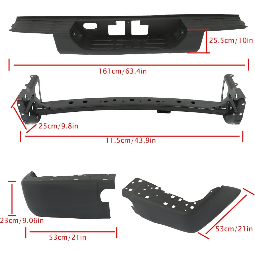 Black Steel Rear Step Bumper for Toyota Tundra 2014-2021