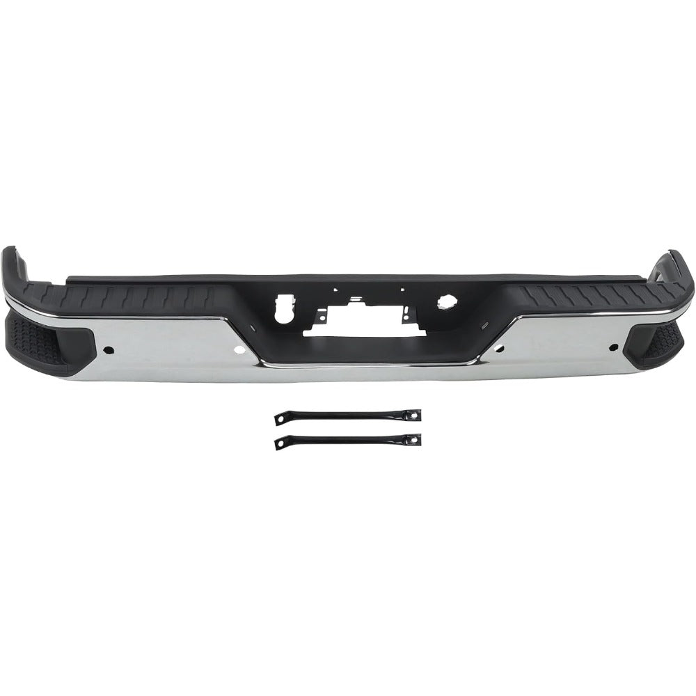 Chrome Rear Step Bumper for Chevrolet Silverado & GMC Sierra 2500 / 3500 2020-2025, with Sensor Holes