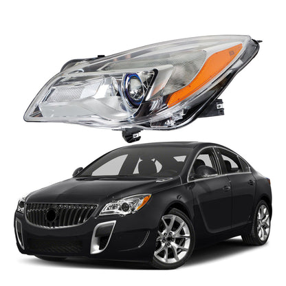 munirater Halogen Headlight For 2014-2017 Buick Regal Projector Chrome Housing Clear Left