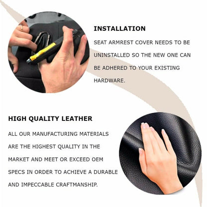 munirater 2Pcs Front Seat Armrest Cover (Leather Part Only) Replacement for 2007-2009 Honda CR-V CRV Black