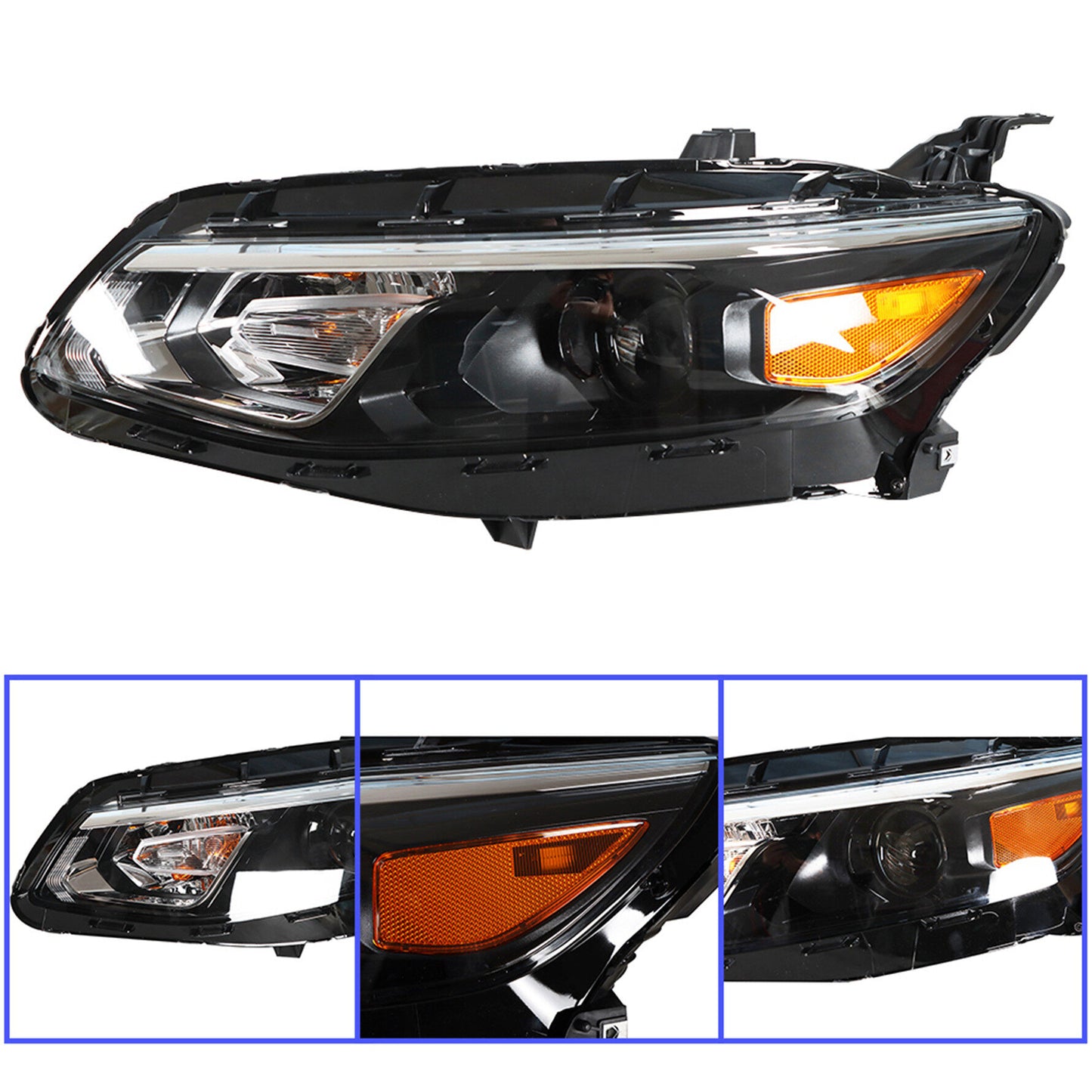 munirater Headlight Assembly Driver Side Black Housing Projector Replacement for 2016 2017 2018 Malibu