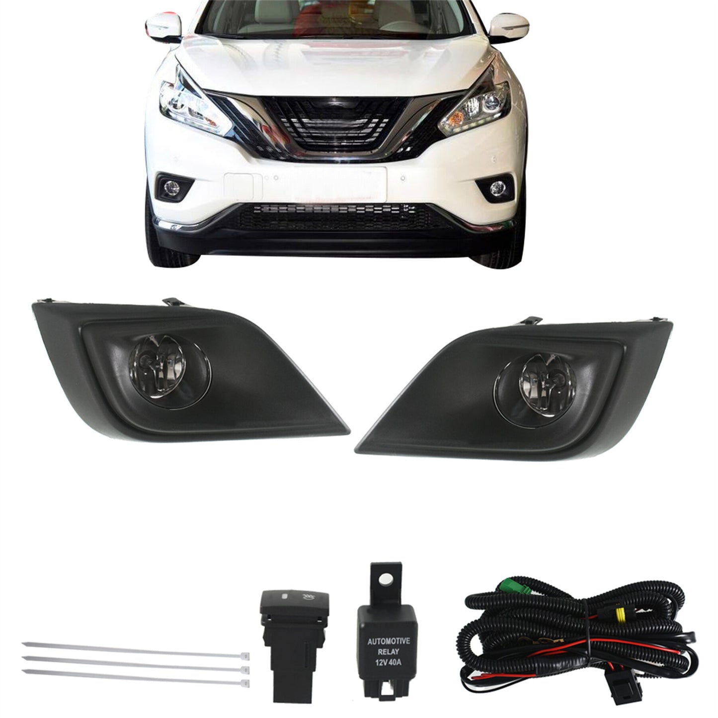 munirater Fog Lights Bumper Lamps For 2015-2017 Nissan Murano Driver & Passenger Side Set