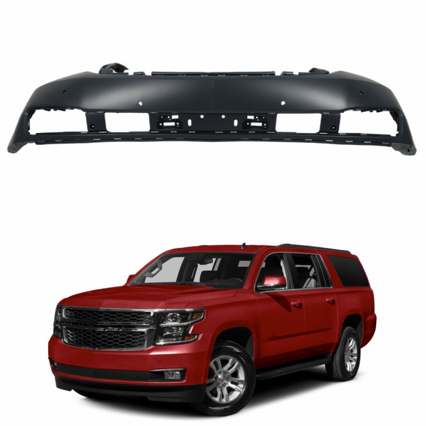 munirater Front Bumper Cover Fascia Primed Replacement for 2015-2020 Suburban Tahoe GM1000974 23320623 W/Sensor Holes