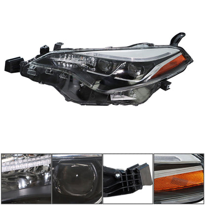 munirater 1-Pack LH Projector Headlight Headlamp Assembly Set Replacement for 2017 2018 2019 Corolla SE XLE XSE Sedan, Replace Driver Side Headlamps Halogen LED