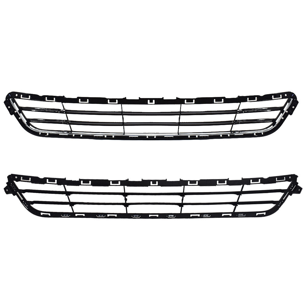 munirater Upper Lower Front Grille Kit Radiator Black Chrome Replacement for 2013 2014 2015 2016 Fusion