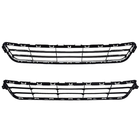 munirater Upper Lower Front Grille Kit Radiator Black Chrome Replacement for 2013 2014 2015 2016 Fusion