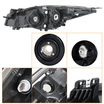 munirater MA2518130 MA2519130 Black Housing Clear Corner Projector Headlight Assembly HeadLamp Pair Replacement for 2010 2011 2012 2013 Mazda 3