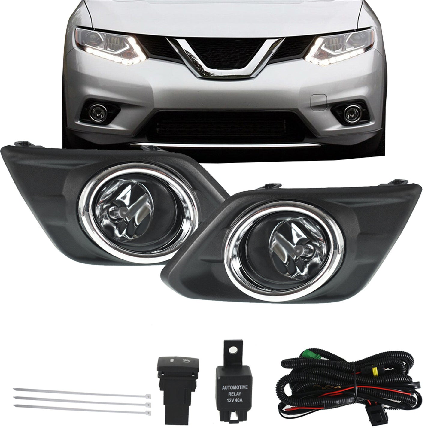 munirater Bumper Fog Light Driving Lamp For 2014-2016 Nissan Rogue + Switch+ Bezel