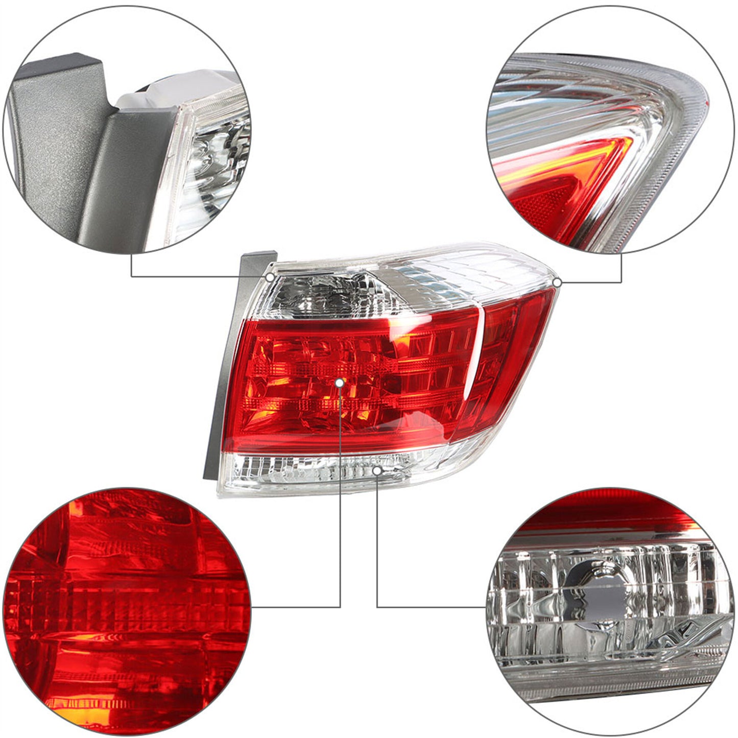 munirater Right Tail Light Passenger Side Rear Tail Lamp Assembly Replacement for 2011-2013 Toyota highlander 815500E070 TO2801185