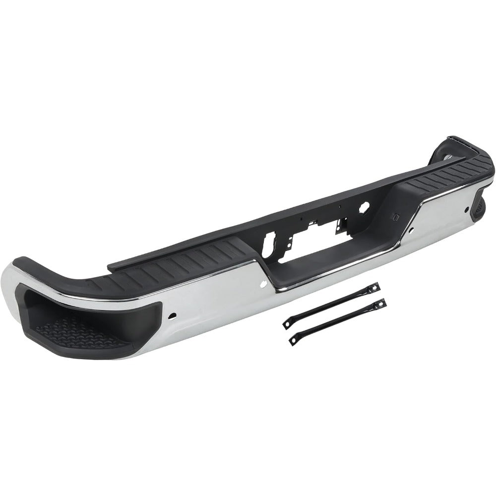 Chrome Rear Step Bumper for Chevrolet Silverado & GMC Sierra 2500 / 3500 2020-2025, with Sensor Holes