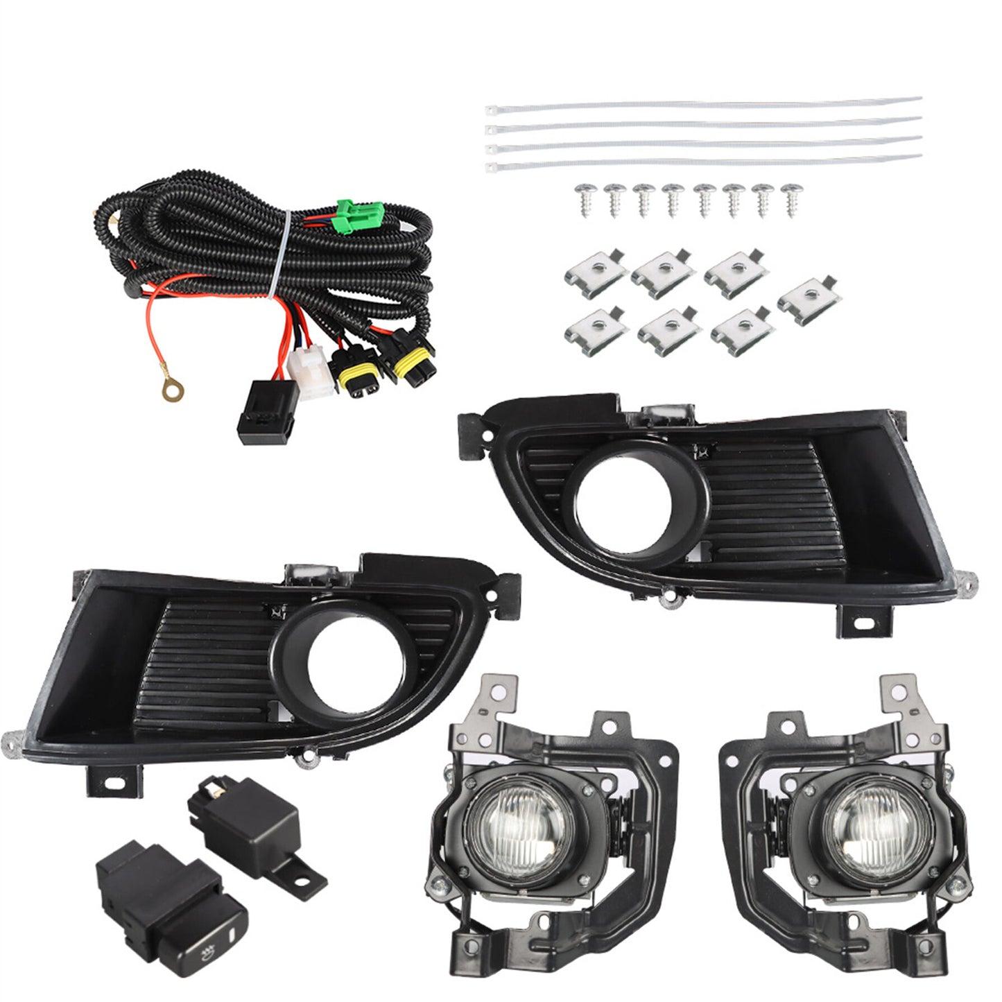 munirater 2-Pack Clear Driving Fog Lights Assembly with Switch and Wiring Kit Replacement for 2004-2005 Mitsubishi Lancer