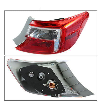 munirater Tail Light Set For 2012-2014 Toyota Camry Outer Clear/Red Left + Right Side