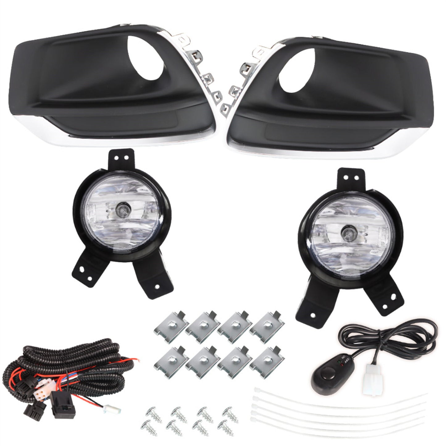 munirater 1 Pair of Clear Lens Fog Lights Assembly + Wiring + Switch Kit Replacement for 2017-2020 Trax