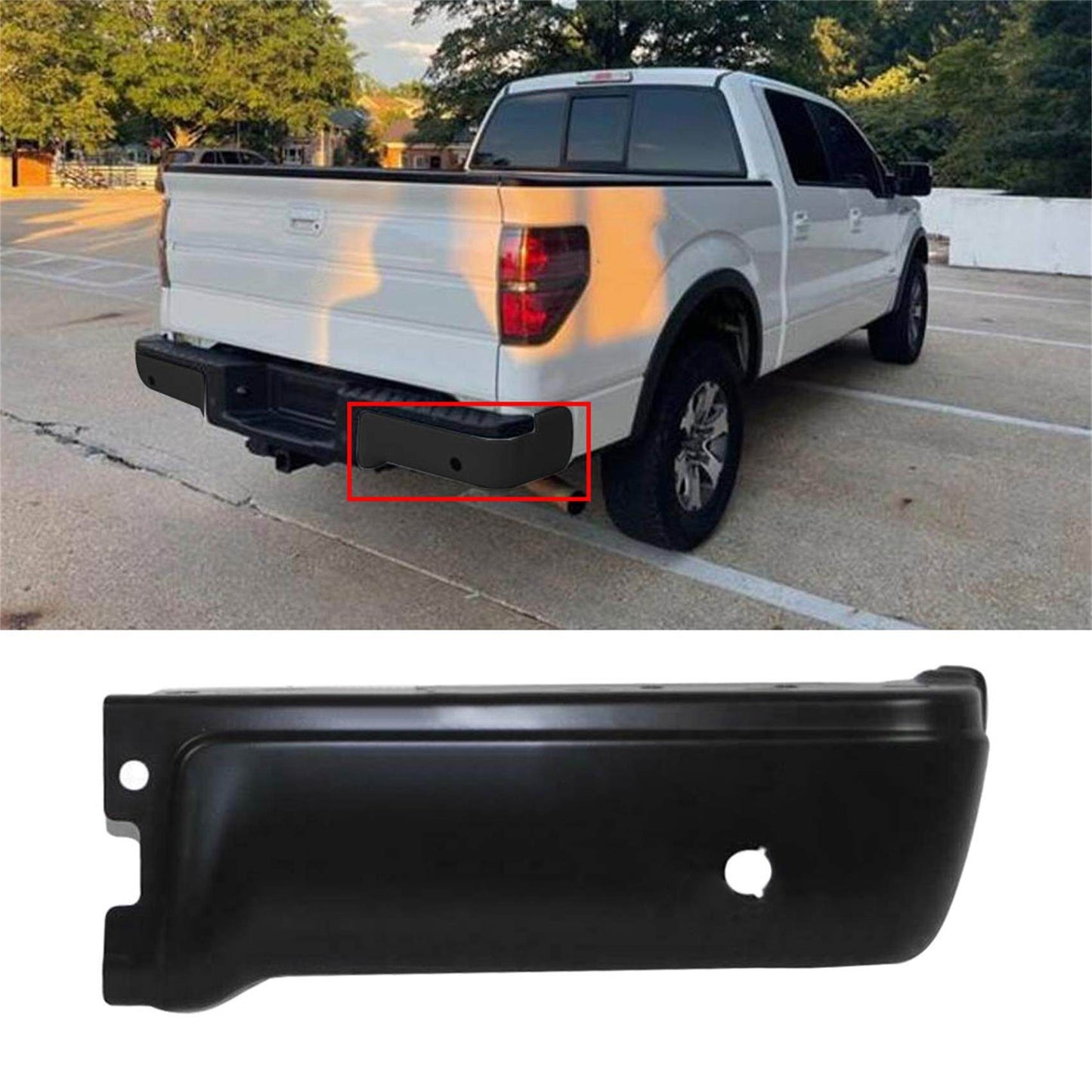 munirater Right Rear Bumper End Cap Black with Sensor Holes Replacement for 2009-2014 F150 FO1102373