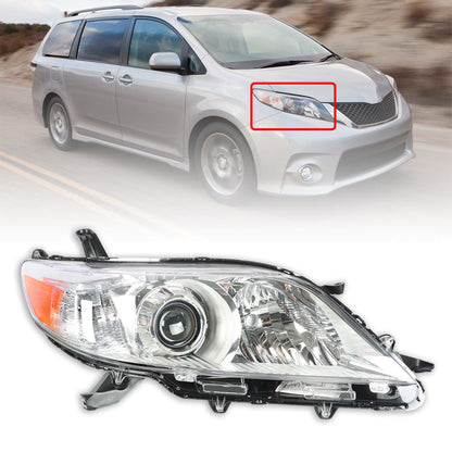 munirater Chrome Housing Halogen Headlight Assembly Replacement for 2011-2020 Sienna Passenger Side Only