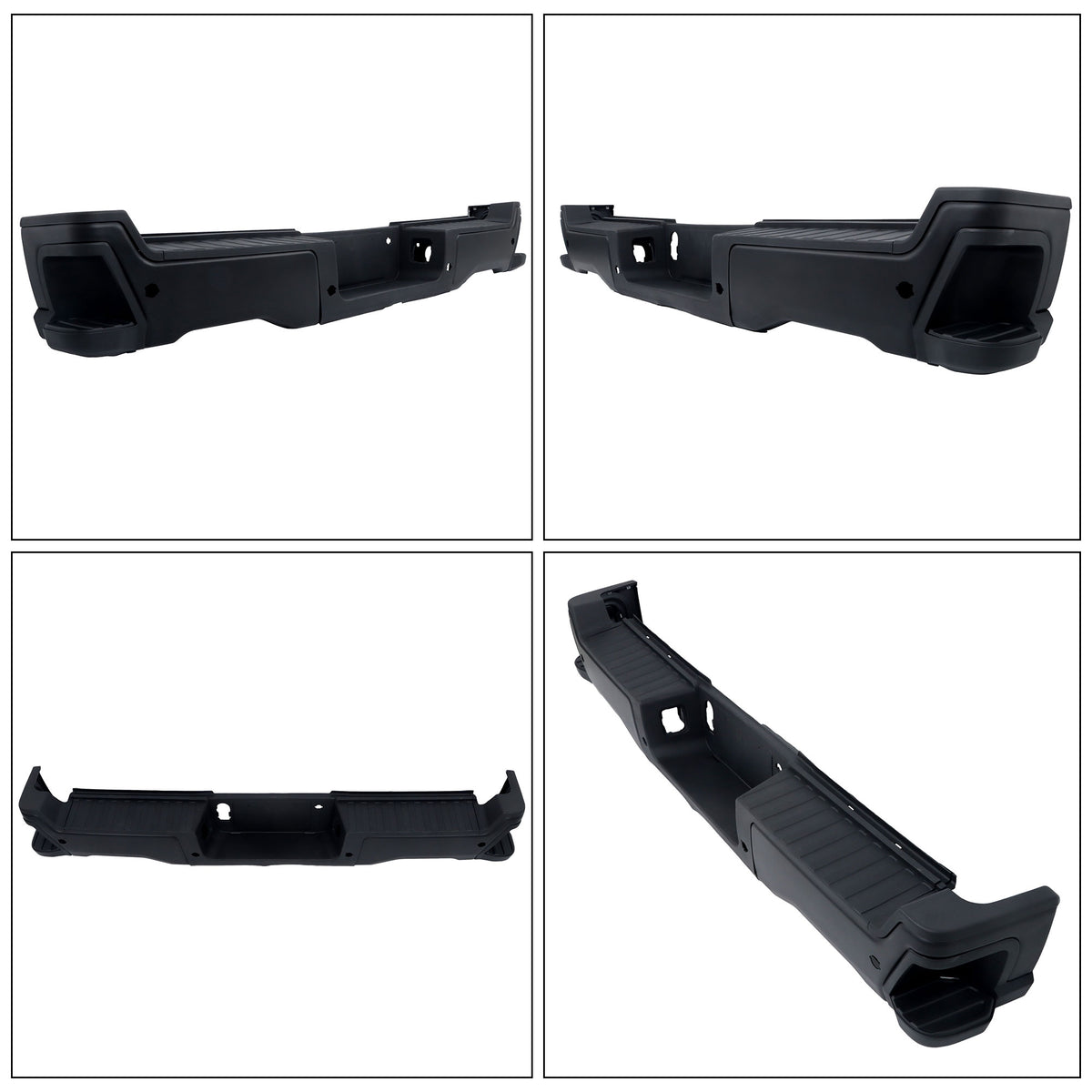 Black Steel Rear Bumper Assembly for Ford F-250 / F-350 Super Duty 2023-2024, with Sensor Holes