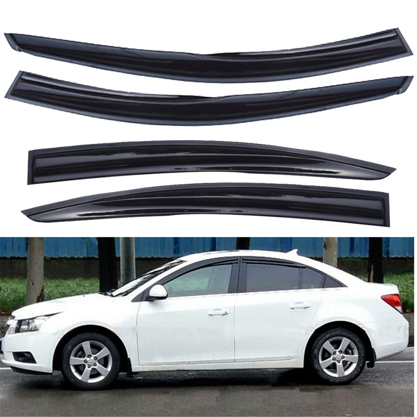 Smoke Window Visor Wind Deflector Vent Rain Guard Replacement for 2008-2015 Cruze J300