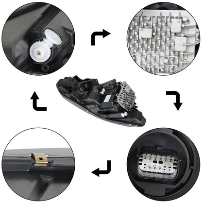 munirater Left Headlight For 2019-2022 Jeep Cherokee LED w/ Ballast Black Housing