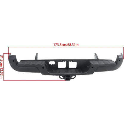 Black Steel Rear Step Bumper for Toyota Tacoma 2016-2023, TO1103134