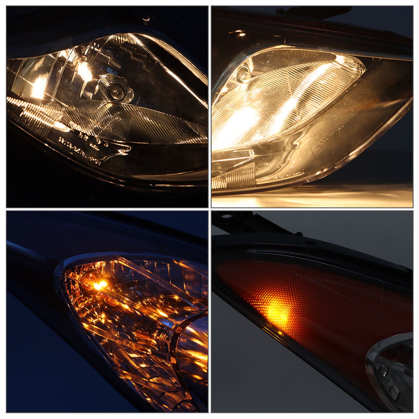 munirater Halogen Headlight Assembly with Amber Reflector & Clear Lens Replacement for 2011 2012 2013 Hyundai Elantra Passenger and Driver Side