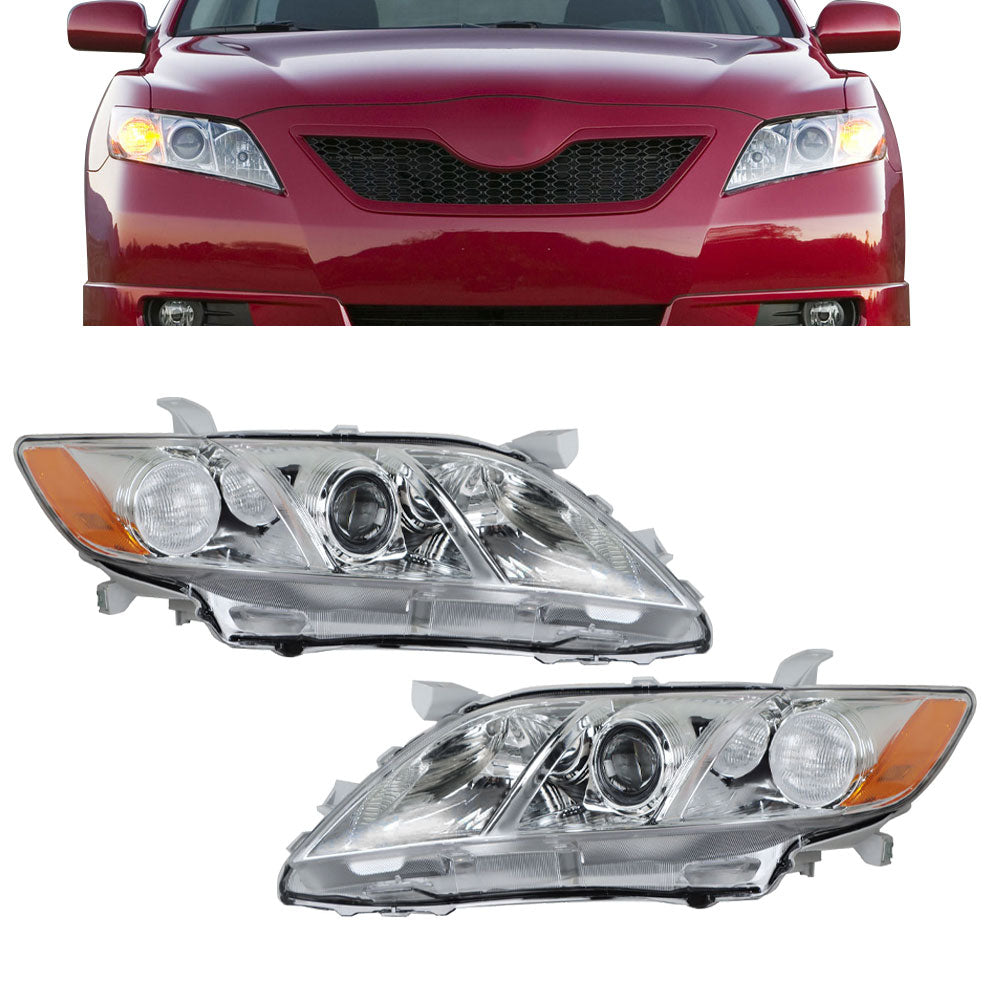 munirater Headlight Headlamp Assembly with Amber Corner Driver and Passenger Side Replacement for 2007-2009 Camry