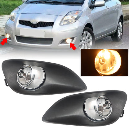 munirater 1 Pair of Fog Light Lamps Frame Kit Replacement for Toyota Yaris Sedan 2006-2011 w/ H11 Bulbs Switch Wiring