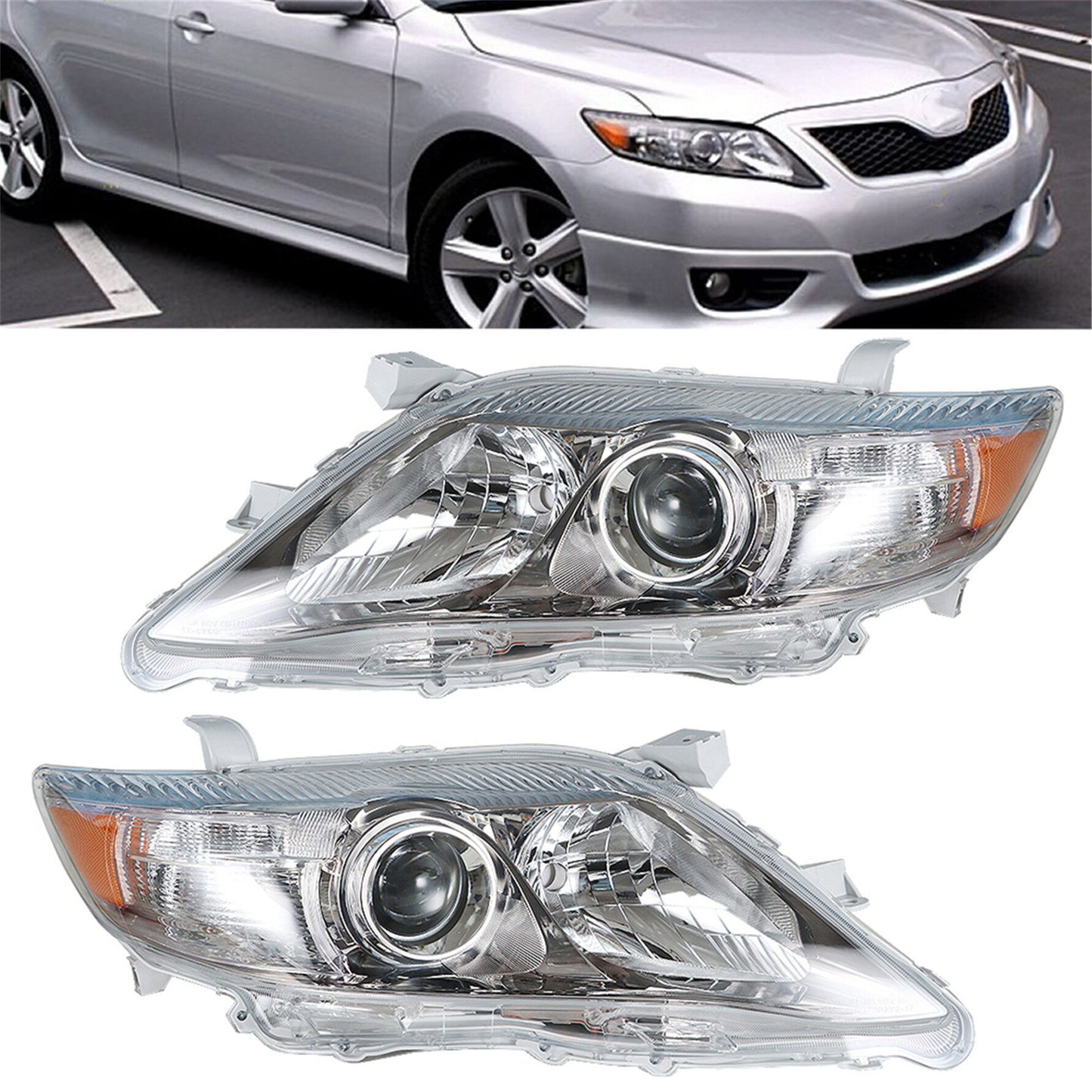 munirater Headlights For 2010-2011 Toyota Camry SE Halogen Clear Right+Left Side