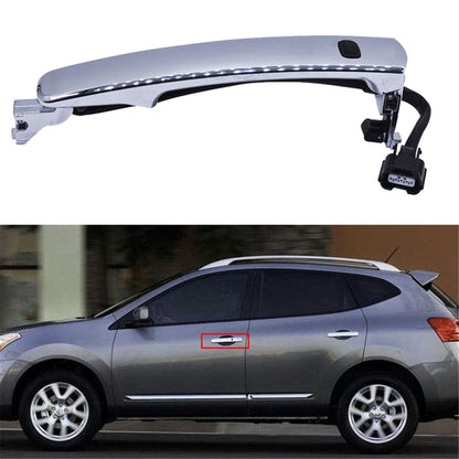 munirater Front Left Driver Side Outside Chrome Door Handle Smart Entry Replacement for 2010-2013 Nissan Rogue Car 80640-CZ31B, 80645-CA000