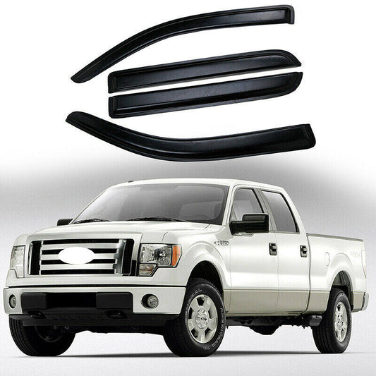 munirater Side Window Visor Vent Sun Rain Guard Deflector Replacement for 2009-2014 F150 Crew Cab Pickup 4-Door