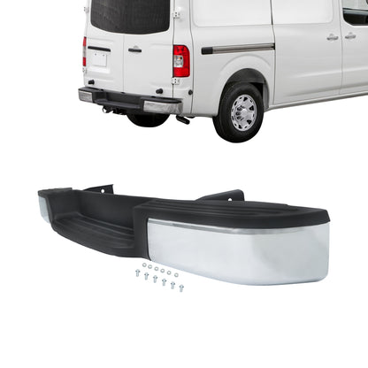 Rear Bumper Assembly Chrome Steel without Parking Aid Sensor Holes Replacement for NV1500 2012-2021 Replacement for NV2500 2012-2021 Replacement for NI1102158