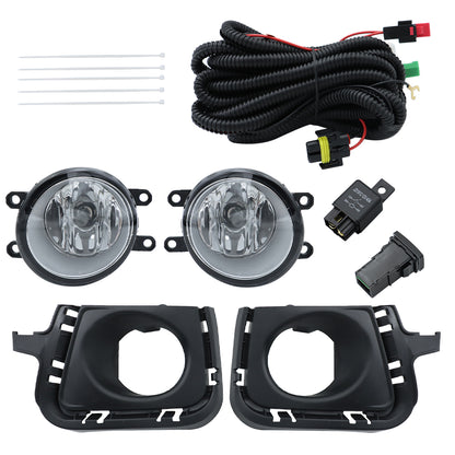 munirater Fog Light Assembly 8122012230 Black Housing Clear Lens Fog lamp W/Wiring Harness and Switch Replacement for Toyota Prius C 2012-2014