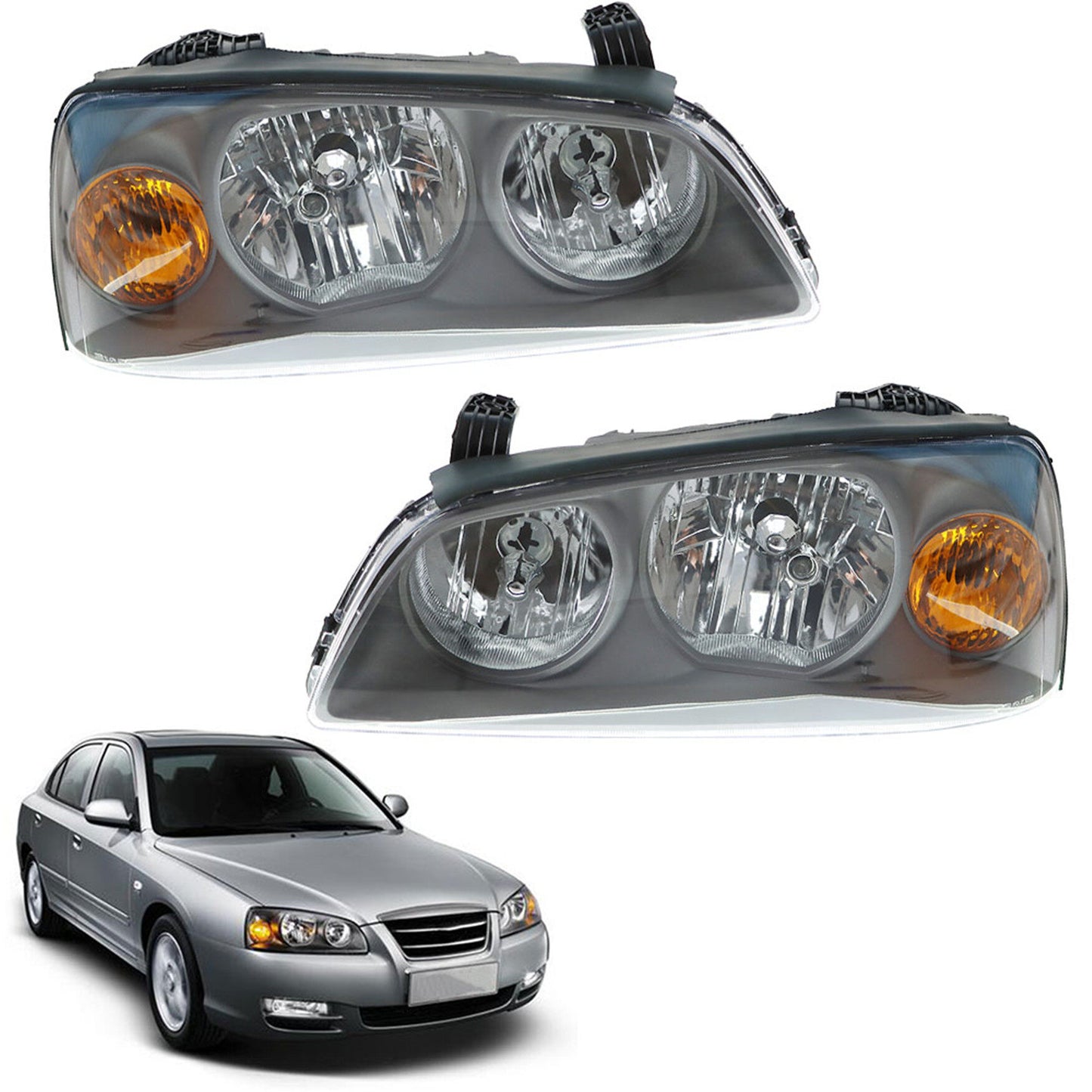 munirater Left&Right Side Headlights Headlamps Claer For 2004-2006 Hyundai Elantra