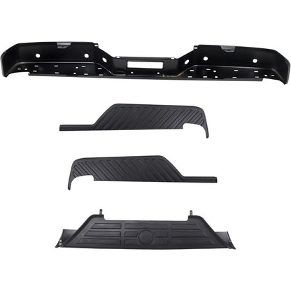 Black Rear Bumper Face Bar and 3 Step Pads for Nissan Titan XE 2007-2010 / S 2011-2015, 850309FM0G