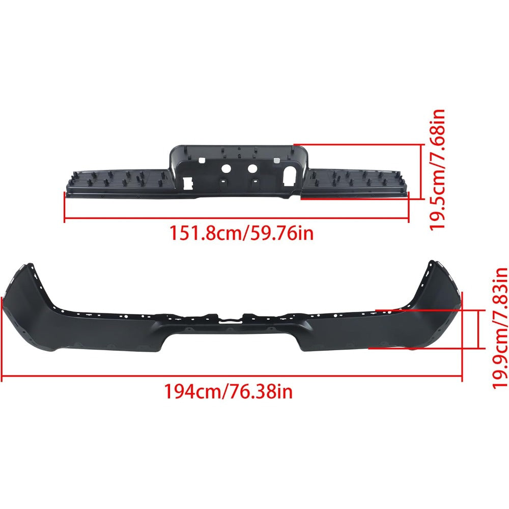 Primed Black Rear Bumper Face Bar and Step Pad Kit for Ram 2500 / 3500 2019-2024