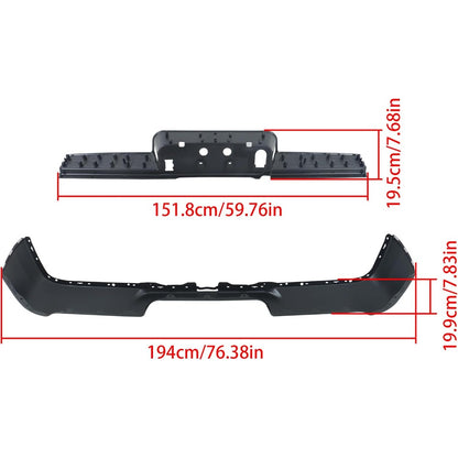 Primed Black Rear Bumper Face Bar and Step Pad Kit for Ram 2500 / 3500 2019-2024