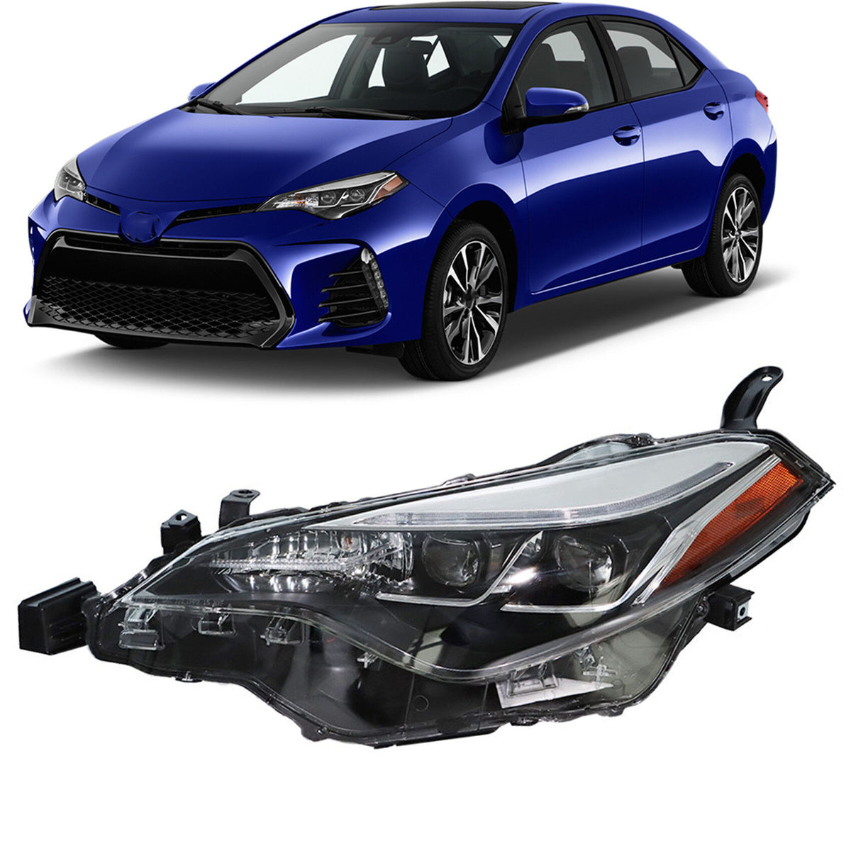 munirater 1-Pack LH Projector Headlight Headlamp Assembly Set Replacement for 2017 2018 2019 Corolla SE XLE XSE Sedan, Replace Driver Side Headlamps Halogen LED