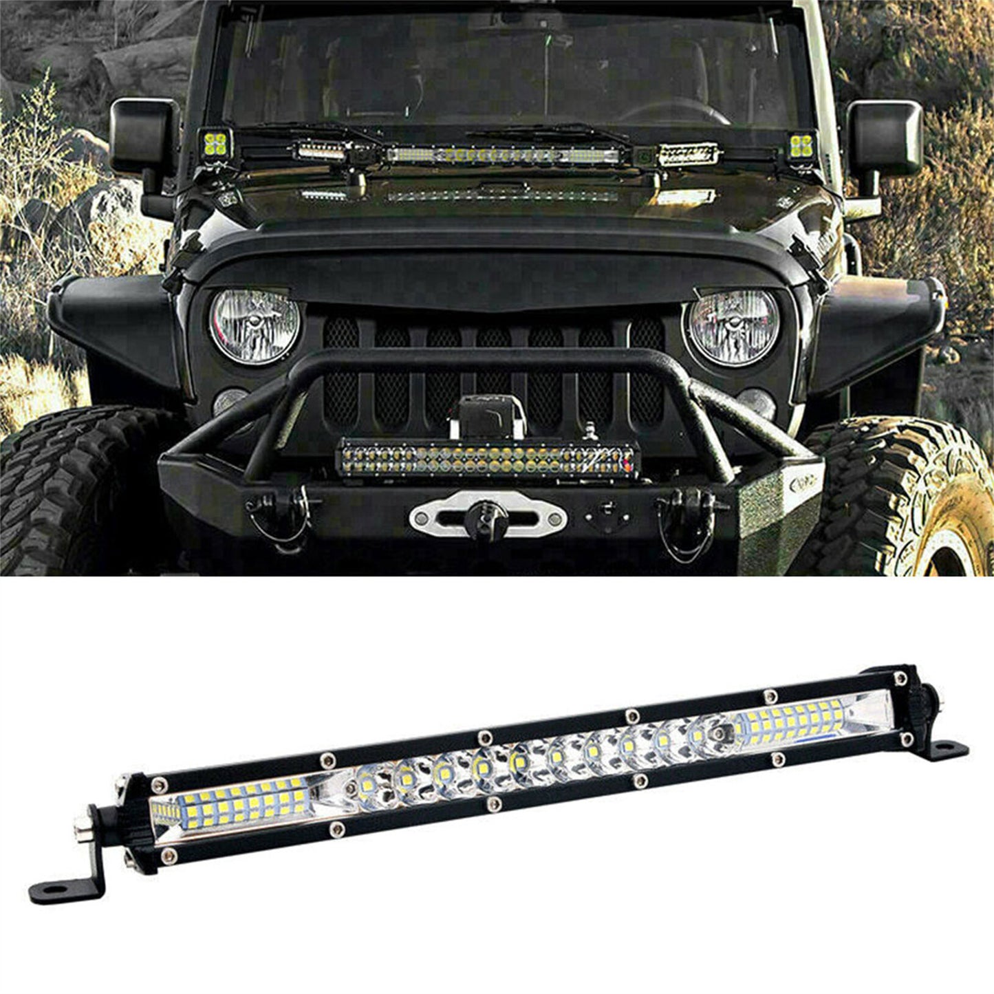 munirater 1PCS LED Work Light Bar 12 Inch Single Row Super Bright White Road Driving Lights Off-Road Light Bumper Roof Light Replacement for SUV ATV Truck Boat Tractor