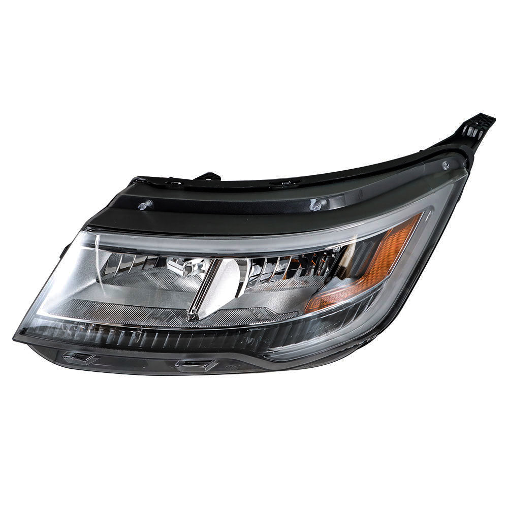 munirater Headlight For 2016-18 Ford Explorer Halogen w/ LED DRL Chrome Housing LH