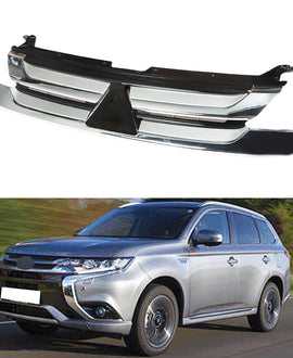 munirater Front Upper Mesh Grille Grill Strip Trim Black Chrome Replacement for 2016 2017 2018 Outlander