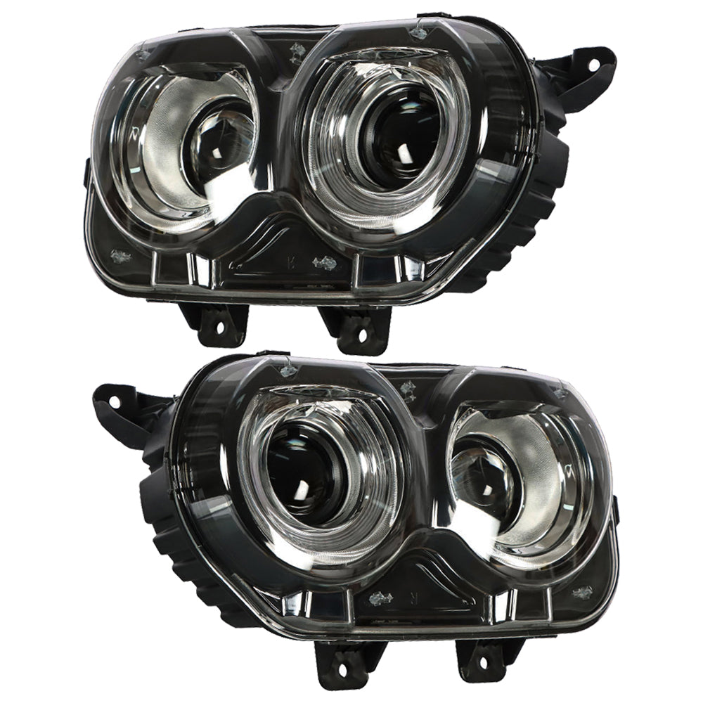 munirater Headlights For Dodge Challenger 2015-2018 LED Assembly Black Housing Right&Left