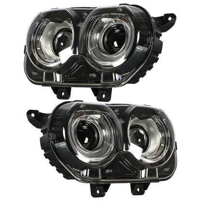 munirater Headlights For Dodge Challenger 2015-2018 LED Assembly Black Housing Right&Left