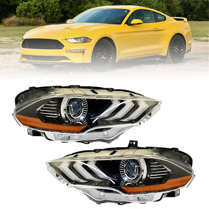 munirater Driver and Passenger Side Headlight Assembly with LED DRL Replacement for 2018-2020 Mustang Projector Headlights FO2502369 FO2503369